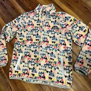 Girls XL size 16 Eddie Bauer 1/4 zip fleece geometric design